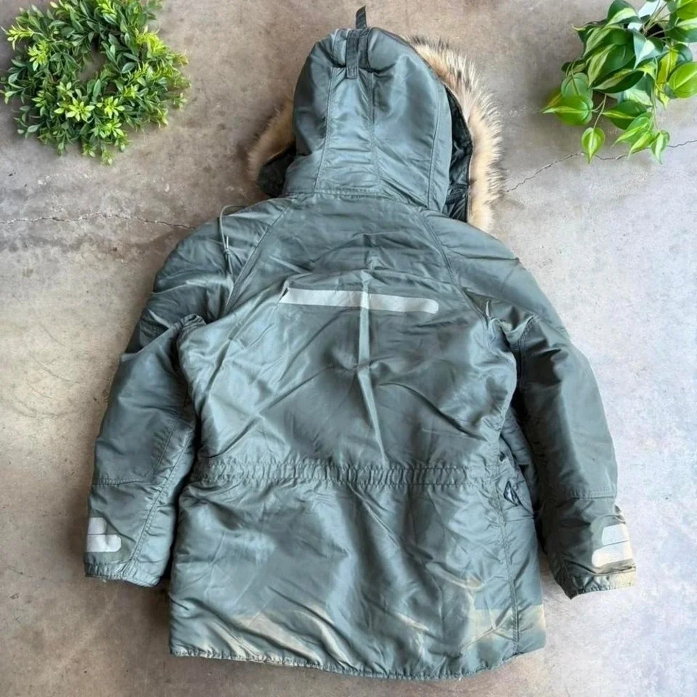 Vintage 60s sage green USAF N-3B parka flying jacket military Mens Medium